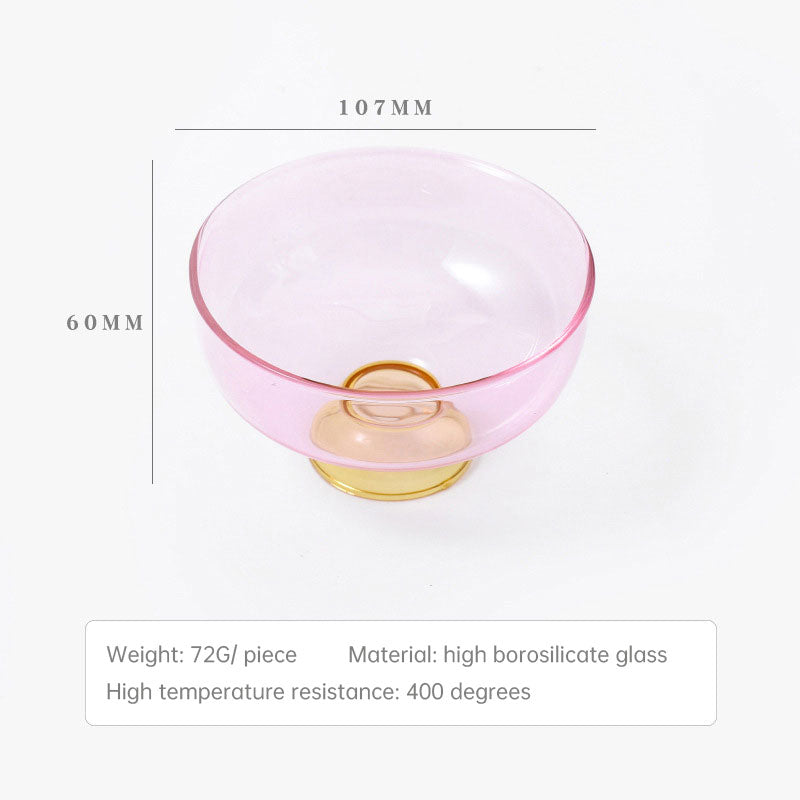 Colored Glass Bowl, Fruit Salad Bowl, Soup Bowl, Tableware, Household Heat-Resistant Transparent Rice Bowl, Spoon Set