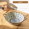 7.5inch Japanese Household Noodle Bowl Ceramic Soup Bowl With Handle Salad Pasta Bowl Kitchen Tableware Microwave Oven Bakware