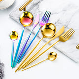 24pcs Gold Dinnerware Set Stainless Steel Tableware Set Knife Fork Spoon Luxury Cutlery Set Gift Box