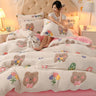 Coral Velvet Sheet Duvet Cover Double Sided Plus Velvet Thick Bedding Set
