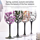 Light luxury ins crystal glass wine glass hand-painted household goblet four seasons painted wine glass - Julia M LifeStyles