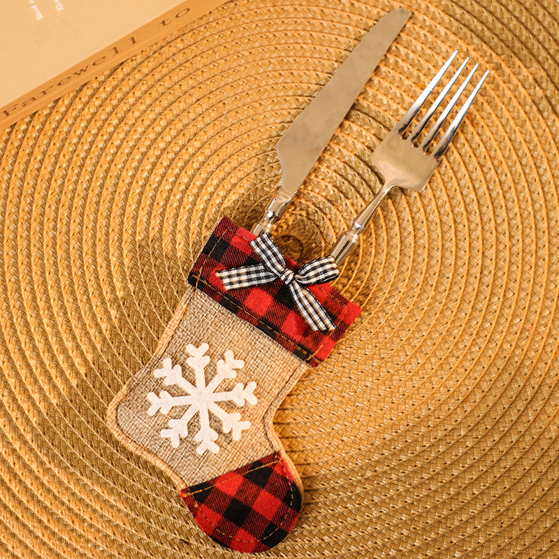 Christmas Socks Knife and Fork Set Table Decoration Embroidery Christmas Props Knife and Fork Set Christmas Decoration Pendant Julia M Home & Kitchen