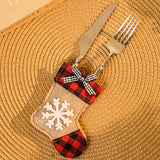 Christmas Socks Knife and Fork Set Table Decoration Embroidery Christmas Props Knife and Fork Set Christmas Decoration Pendant Julia M Home & Kitchen