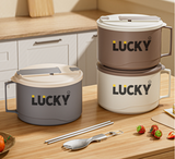 Large capacity 316 stainless steel anti-scalding drainable instant noodle bowl with cutlery lunch box
