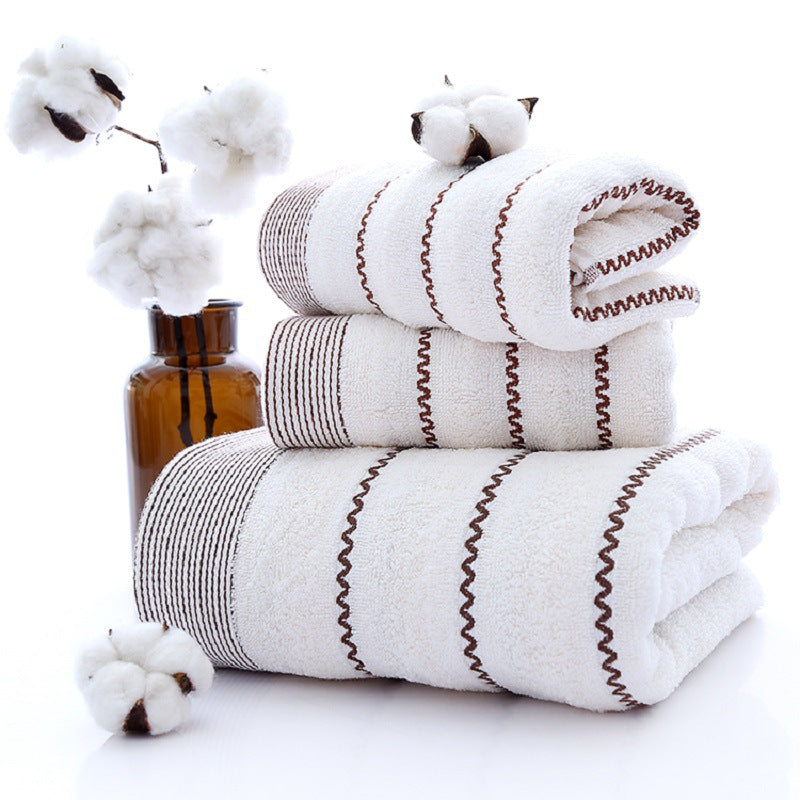 Pure Cotton Luxury Three-Piece Towel Set – Soft, Thick, Elegant