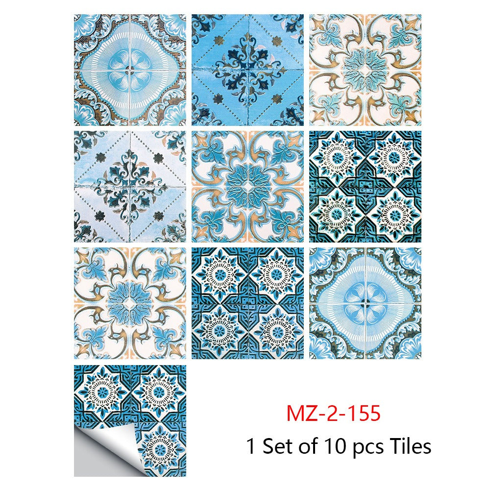 Mosaic 10-Piece Imitation Ceramic Tile Stickers Set for Home Decoration