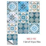 Mosaic 10-Piece Imitation Ceramic Tile Stickers Set for Home Decoration