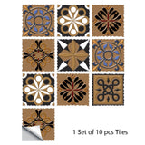 Mosaic 10-Piece Imitation Ceramic Tile Stickers Set for Home Decoration