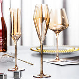 1pcs Nordic Golden Unleaded Crystal Wine Glass Luxury Amber Handmade Champagne Glasses Cocktail Goblet Set Bar Family Drinkware