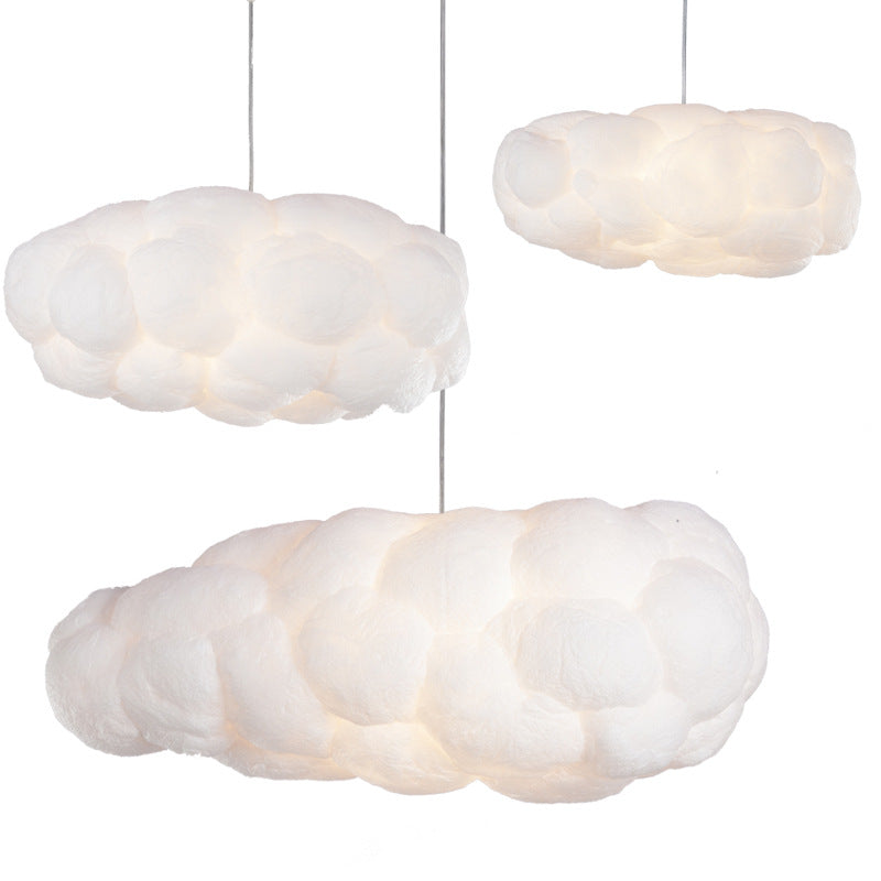 Nordic Cotton Cloud LED Pendant Lamp – Elegant White Iron Chandelier for Stylish Spaces