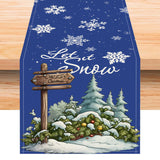 Christmas Snowflake Linen Table Flag New Christmas Tree Printed Tablecloth Holiday Table Decoration Tablecloth Mat