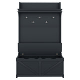 Hall tree with storage desk, entrance desk with drawers and 5 hooks, display rack, dark blue