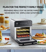Stainless steel double heating air oven with 15L capacity and touch control panel