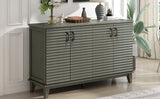 Side panel with 4-door large storage buffet, adjustable shelves and metal handles (antique gray)