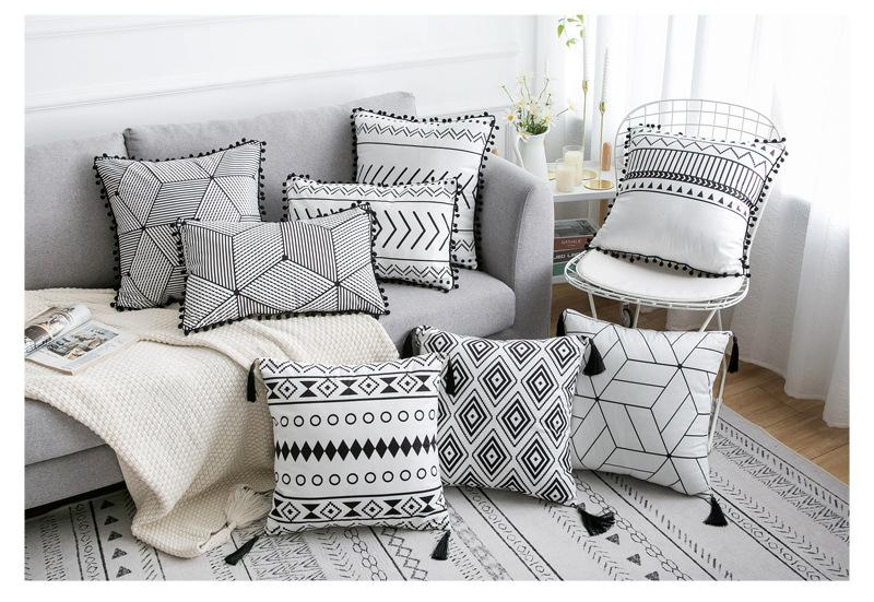 Bohemian Elegance Plush Throw Pillow Cover 30x50cm & 45x45cm