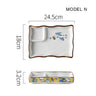 Dumpling plate sushi plate round square plate with soy sauce and vinegar partitioned snack plate ceramic plate for home use
