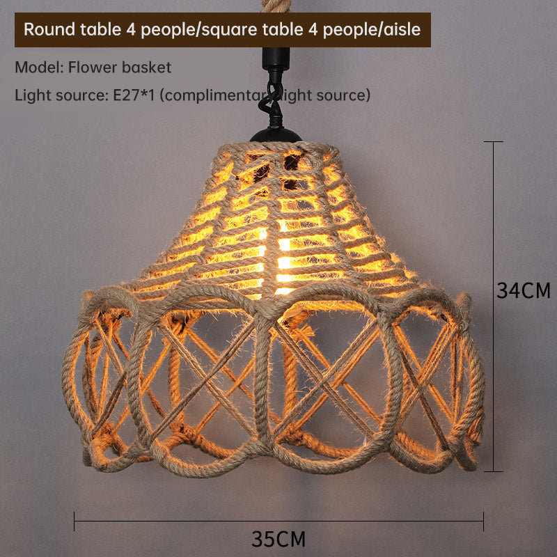 Retro Industrial Hemp Rope Pendant Lamp for Home & Commercial Spaces Julia M Home & Kitchen