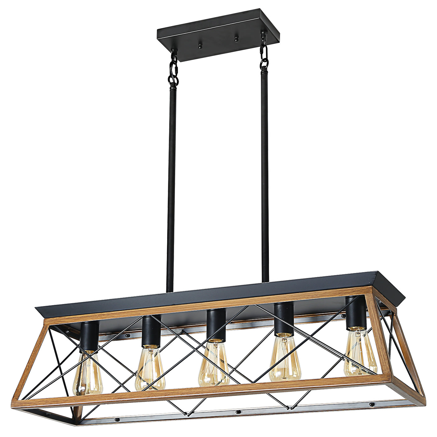Farmhouse Chandeliers With 5 Bulbs For Dining Room Walnut - Julia M LifeStyles