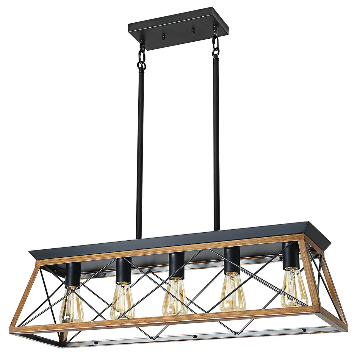 Farmhouse Chandeliers With 5 Bulbs For Dining Room Walnut - Julia M LifeStyles