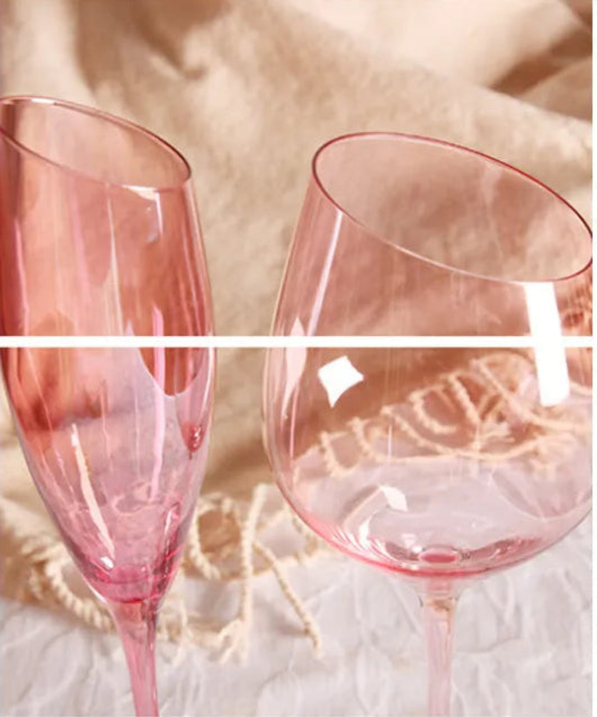 Flamingo Slanted Pink Crystal Champagne Goblet Set Julia M Home & Kitchen