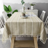 Nordic Christmas Table Cloth Hollow Tassel Table Cloth Solid Color Long Stripe Jacquard Table Cloth Tea Table Mat Cotton Linen Julia M Home & Kitchen