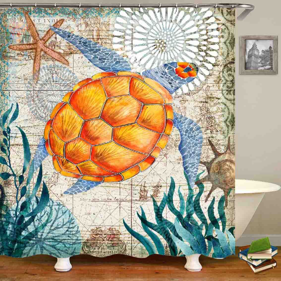 sea worldl Style Pattern Bathroom Shower Curtain