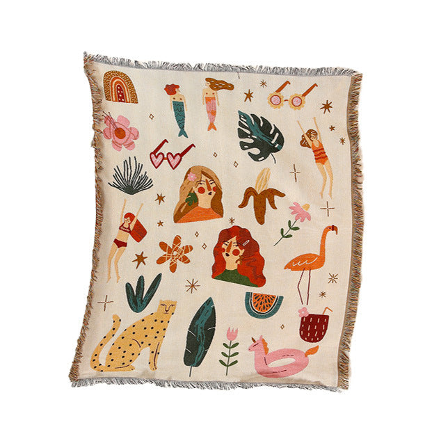 Artistic Cotton-Acrylic Knit Throw Blanket – Elegant American Style Designs