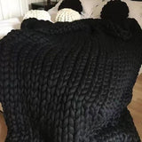 Nordic Chunky Knit Blanket Handmade Crochet Throw Knitted Blanket Sofa Blanket Oversized Woolen Blanket