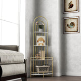 Gold 4-Tier Corner Bookshelf, Modern Style, Plant Stand with Metal Frame
