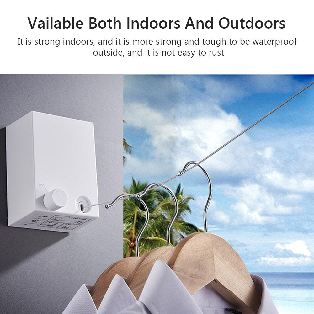 Indoor Outdoor Retractable Stretch Washing Invisible Line Mounted Drying Rope Laundry Clothes Line 13.8ft Automatic Wall Hanging