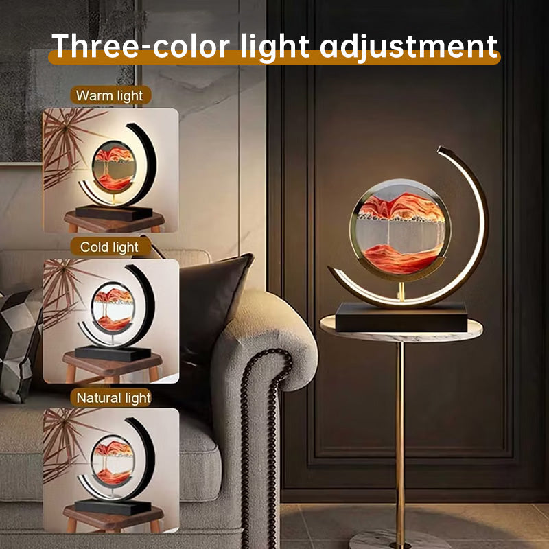 European Style LED Flowing Sand Painting Lamp - Elegant Night Light for Home