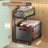 Luxury 2-Tier Adjustable Pull-Out Cabinet Organizer – Premium Carbon Steel Storage Solution