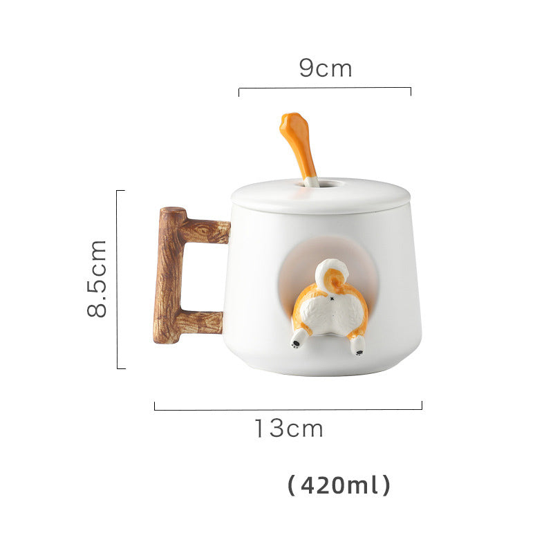 Cute Ceramic Mug with Lid & Spoon for Couples
