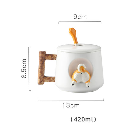 Cute Ceramic Mug with Lid & Spoon for Couples