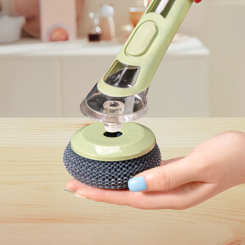 Extended Handle Ergonomic Dishwashing Brush with Soap Dispenser, Replaceable Head for Easy Cleaning of Pots, Pans & Sinks - Essential Kitchen Tool Julia M LifeStyles