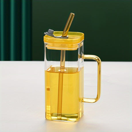 1pc Insulated High Temperature Resistant Straw Cup with Comfort Grip Handle - Perfect for Enjoying Hot Beverages, Juice, Coffee, Milk, and Tea on-the-go, Durable, Dishwasher Safe, and BPA-Free