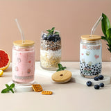 Elegant 6-Piece Glass Set with Lids and Straws for Juice, Tea, and Milk Julia M LifeStyles