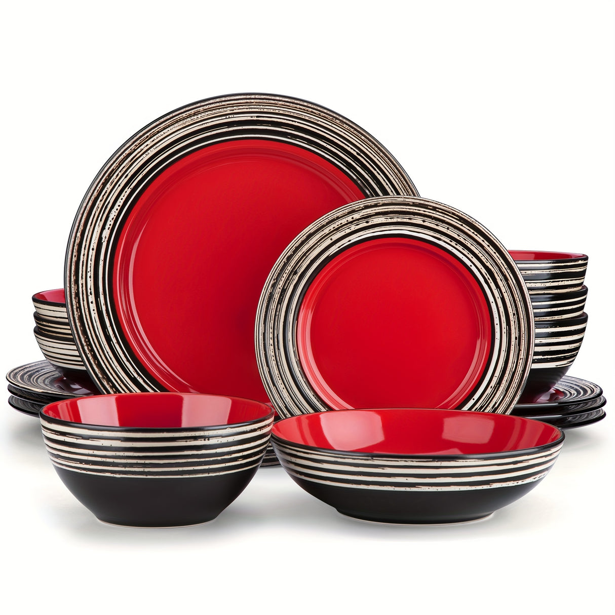 16-Piece Premium Stoneware Dinnerware Set - Elegant Bark Glaze, Scratch-Resistant & Dishwasher Safe - Modern Grey, Perfect for everyday Home Dining and Family of 4
