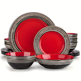 16-Piece Premium Stoneware Dinnerware Set - Elegant Bark Glaze, Scratch-Resistant & Dishwasher Safe - Modern Grey, Perfect for everyday Home Dining and Family of 4