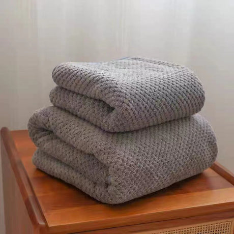 Wide Stripe Dark Stripe Coral Velvet Printing Towels Suit