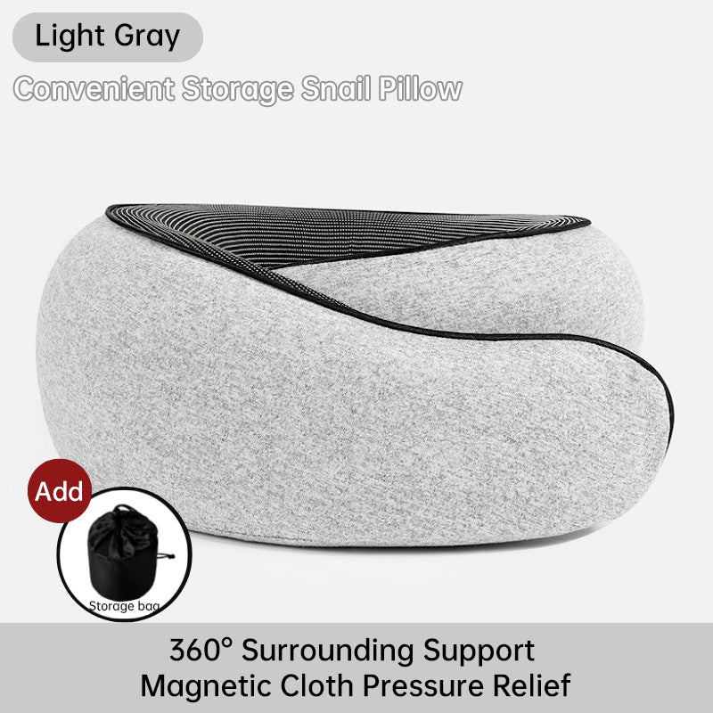 Travel Neck Pillow Memory Foam U-shaped Pillow Snail Style Travel Neck Support Portable Adjustable Soft Noon Break Sleep Pillows - Julia M LifeStyles