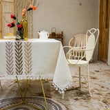 European Style Linen Look Rectangular Table Cloth with Anti-Slip Design