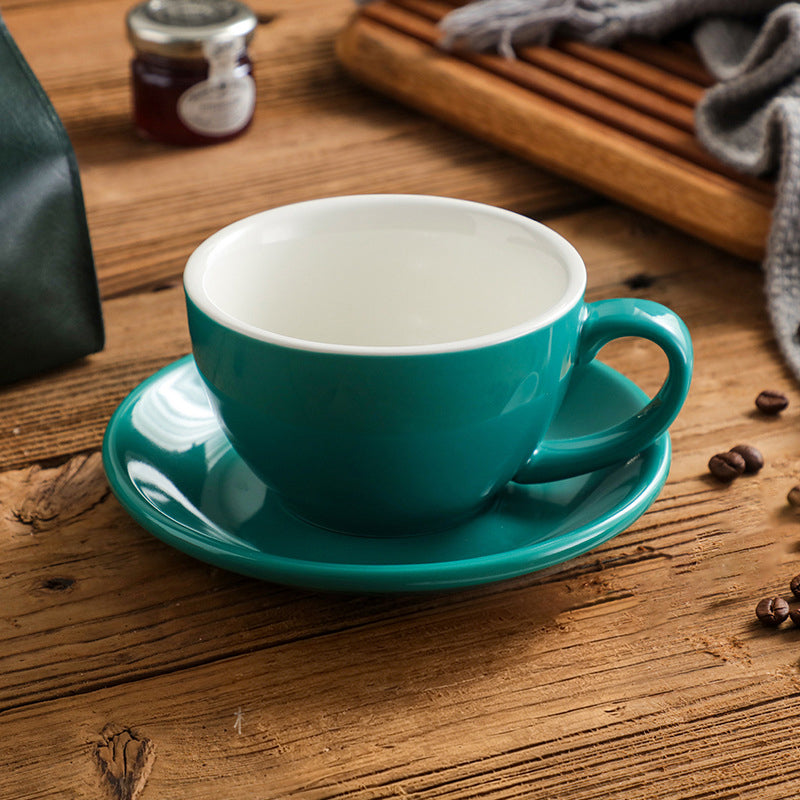 Nordic Ceramic Latte Cup – 300ml Artisan Coffee Cup with Contrast Rim