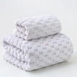 Wide Stripe Dark Stripe Coral Velvet Printing Towels Suit