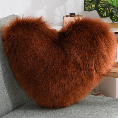 Heart-Shaped Long Plush Fluffy Cushion Cover - Julia M LifeStyles