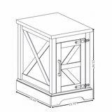 Farmhouse tea table bedside table rectangular farmhouse tea table with barn door and adjustable storage rack, white