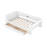 Upholstered Daybed with Trundle, Wood Slat Support,Upholstered Frame Sofa Bed Twin Blue