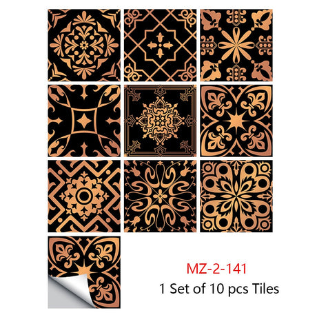 Mosaic 10-Piece Imitation Ceramic Tile Stickers Set for Home Decoration