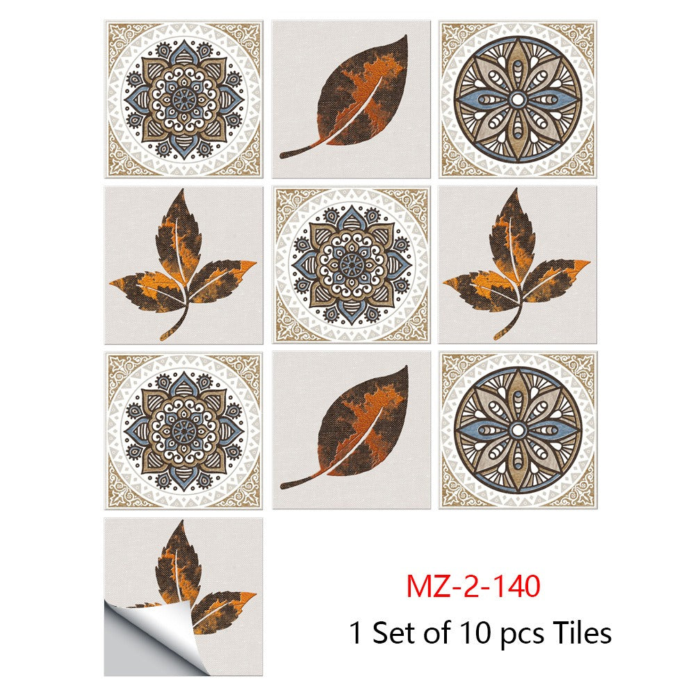 Mosaic 10-Piece Imitation Ceramic Tile Stickers Set for Home Decoration