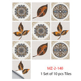 Mosaic 10-Piece Imitation Ceramic Tile Stickers Set for Home Decoration